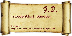 Friedenthal Demeter névjegykártya